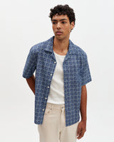 Didcot - Blue Tile Print Short-Sleeve Shirt
