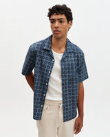 Didcot - Blue Tile Print Short-Sleeve Shirt