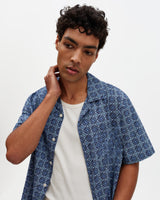Didcot - Blue Tile Print Short-Sleeve Shirt