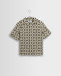 Didcot - Ecru And Black Tile Print Short-Sleeve Shirt