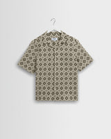 Didcot - Ecru And Black Tile Print Short-Sleeve Shirt