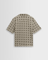 Didcot - Ecru And Black Tile Print Short-Sleeve Shirt