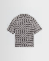 Didcot - Ecru And Black Tile Print Short-Sleeve Shirt