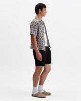 Didcot - Ecru And Black Tile Print Short-Sleeve Shirt