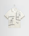 Didcot - Ecru And Navy Grid Flower Short-Sleeve Shirt