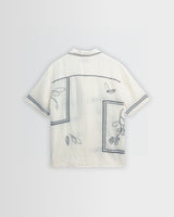 Didcot - Ecru And Navy Grid Flower Short-Sleeve Shirt