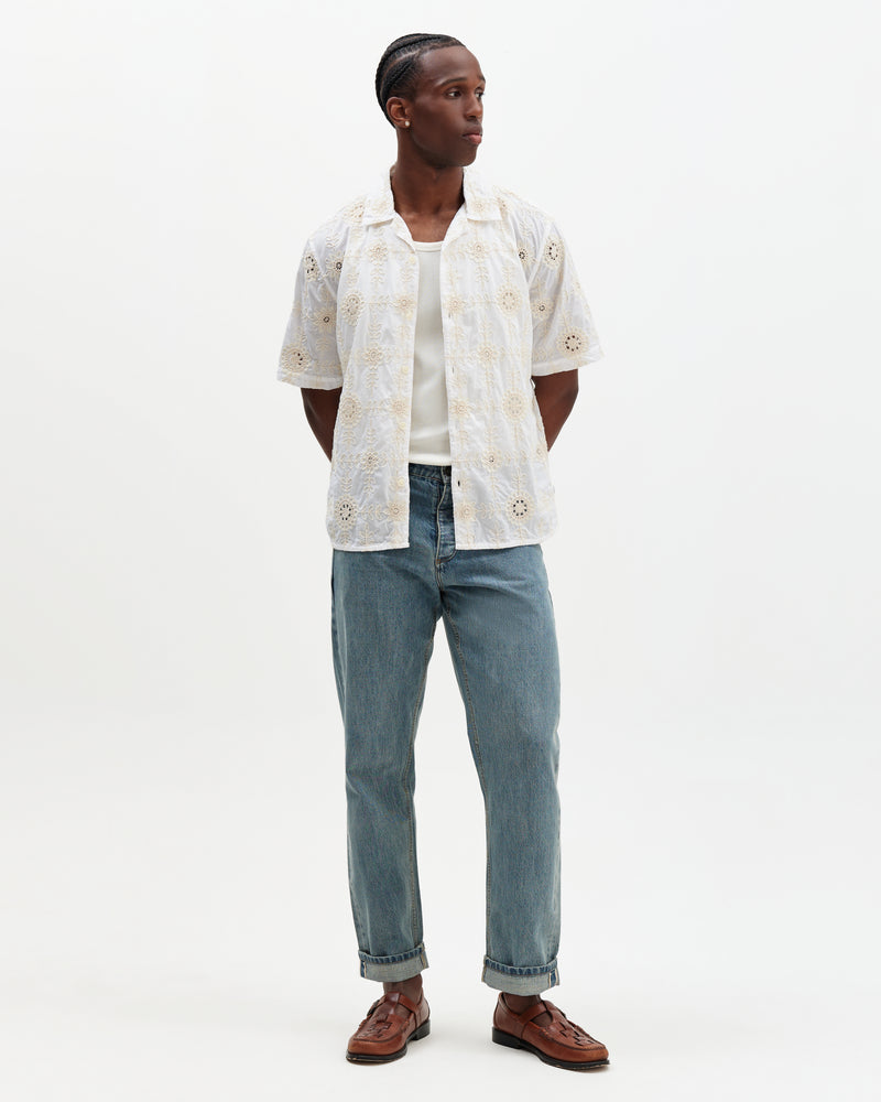 Men's White Lace Short-Sleeve Shirt | Wax London