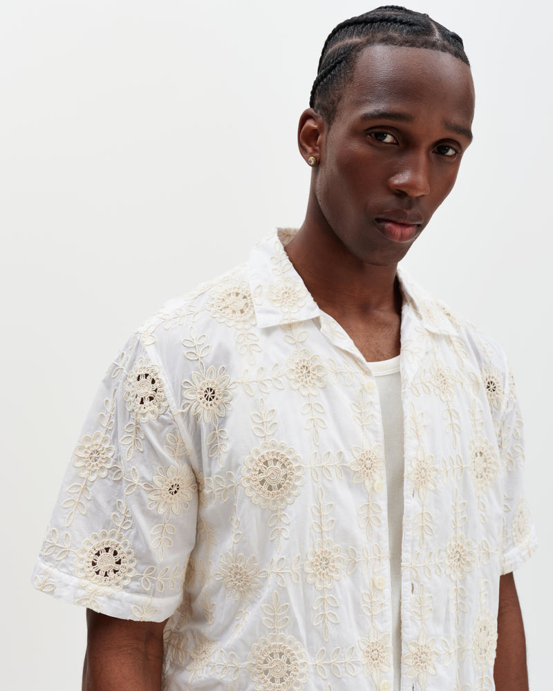 Men's White Lace Short-Sleeve Shirt | Wax London