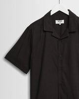 Didcot - Black Silk Linen Short-Sleeve Shirt