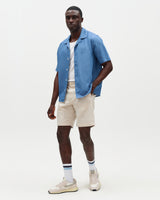 Didcot - Mid-Blue Silk Linen Short-Sleeve Shirt