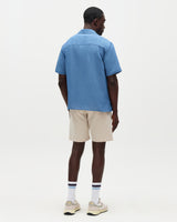Didcot - Mid-Blue Silk Linen Short-Sleeve Shirt
