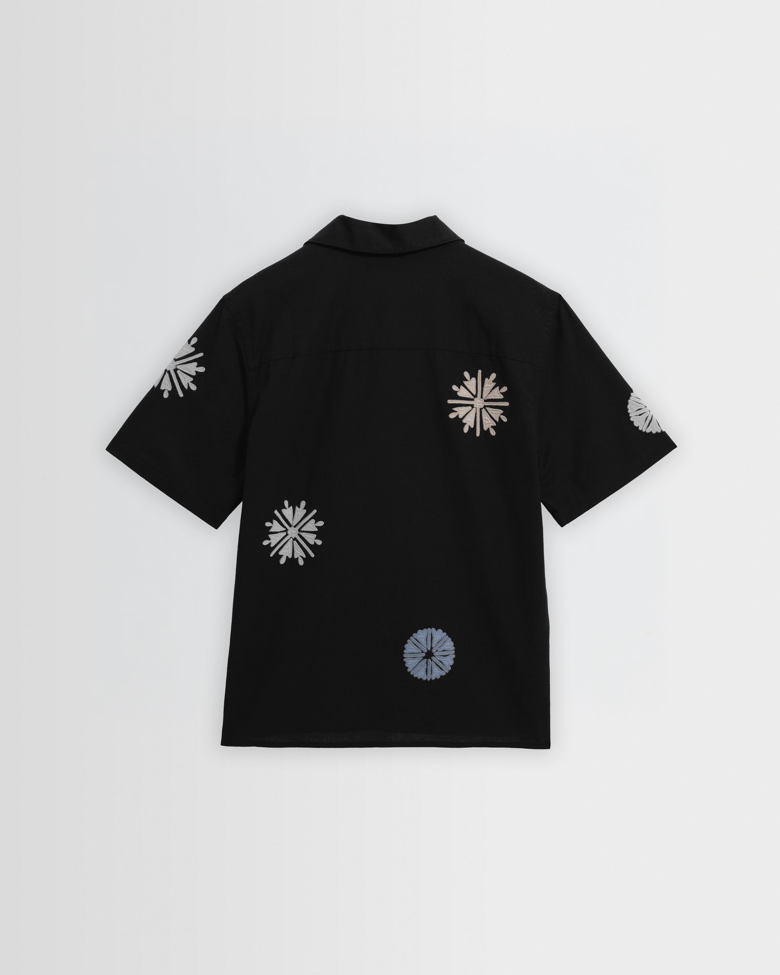 Men's Black And Multicolour Applique Short-Sleeve Shirt | Wax London