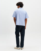 Didcot - Blue And Ecru Seersucker Stripe Short-Sleeve Shirt