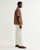 Didcot - Rust Tile Print Seersucker Short-Sleeve Shirt