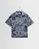 Didcot - Blue Watercolour Print Short-Sleeve Shirt