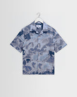 Didcot - Blue Watercolour Print Short-Sleeve Shirt