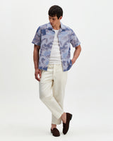 Didcot - Blue Watercolour Print Short-Sleeve Shirt