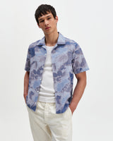 Didcot - Blue Watercolour Print Short-Sleeve Shirt
