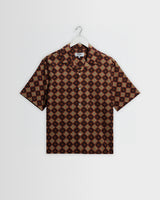 Didcot - Rust Tile Print Seersucker Short-Sleeve Shirt