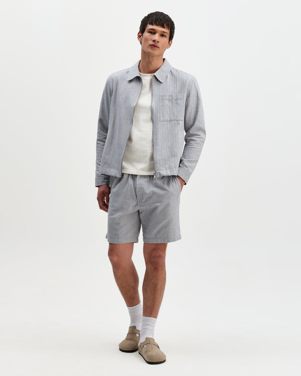 Kurt - Light Blue Herringbone Cotton Shorts