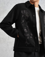 wax london Elm - Black Floral Embroidered Wool Jacket