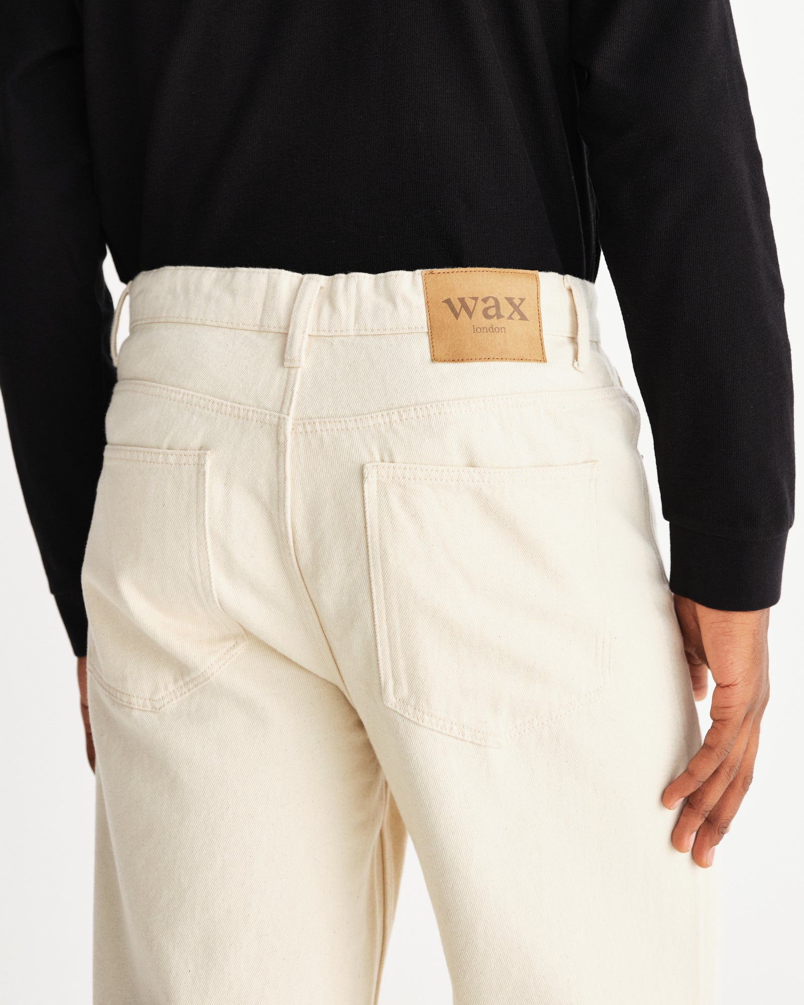 Men's Ecru Loose Fit Denim Jeans | Wax London