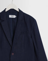 Fintry - Navy Linen Single-Breasted Blazer