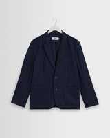 Fintry - Navy Linen Single-Breasted Blazer