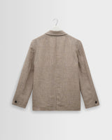 Fintry - Natural And Brown Stripe Linen Single-Breasted Blazer