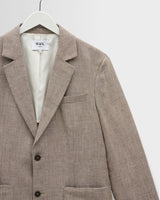 Fintry - Natural And Brown Stripe Linen Single-Breasted Blazer