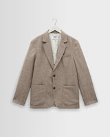 Fintry - Natural And Brown Stripe Linen Single-Breasted Blazer