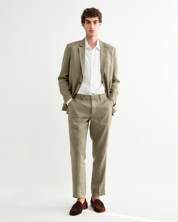 wax london men's Fintry - Khaki Linen Single-Breasted Blazer