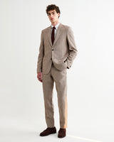 Alp - Natural And Brown Stripe Linen Slim Fit Trousers