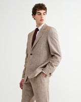 Fintry - Natural And Brown Stripe Linen Single-Breasted Blazer