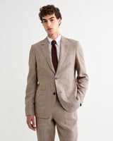 Fintry - Natural And Brown Stripe Linen Single-Breasted Blazer