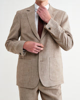 Fintry - Natural And Brown Stripe Linen Single-Breasted Blazer