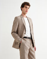 Fintry - Natural And Brown Stripe Linen Single-Breasted Blazer