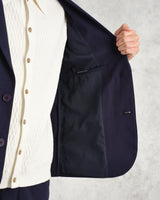 wax london Fintry Blazer Navy Seersucker