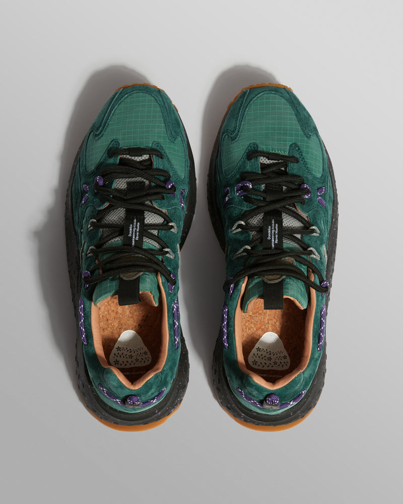 Flower Mountain YAMABUSHI - Green Bottle Suede And Nylon Trainers
