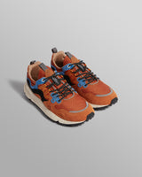 Flower Mountain YAMANO 3 - Warm Coral And Deep Blue Suede And Nylon Trainers
