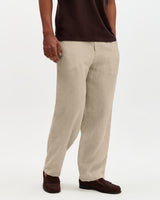 Glencoe - Beige Washed Linen Loose Fit Trousers