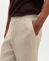 Glencoe - Beige Washed Linen Loose Fit Trousers