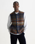 GOWER GILET ARI WOOL BLEND CHECK OATMEAL / MULTI