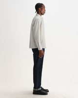 HALCOMB L/S SHIRT BROKEN STRIPE COTTON ECRU / BLUE
