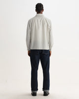 HALCOMB L/S SHIRT BROKEN STRIPE COTTON ECRU / BLUE