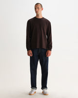 HAYDEN L/S TEE EMORISED COTTON DARK BROWN