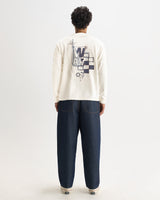 HAYDEN L/S TEE SPLIT EMBROIDERY OFF WHITE / MULTI