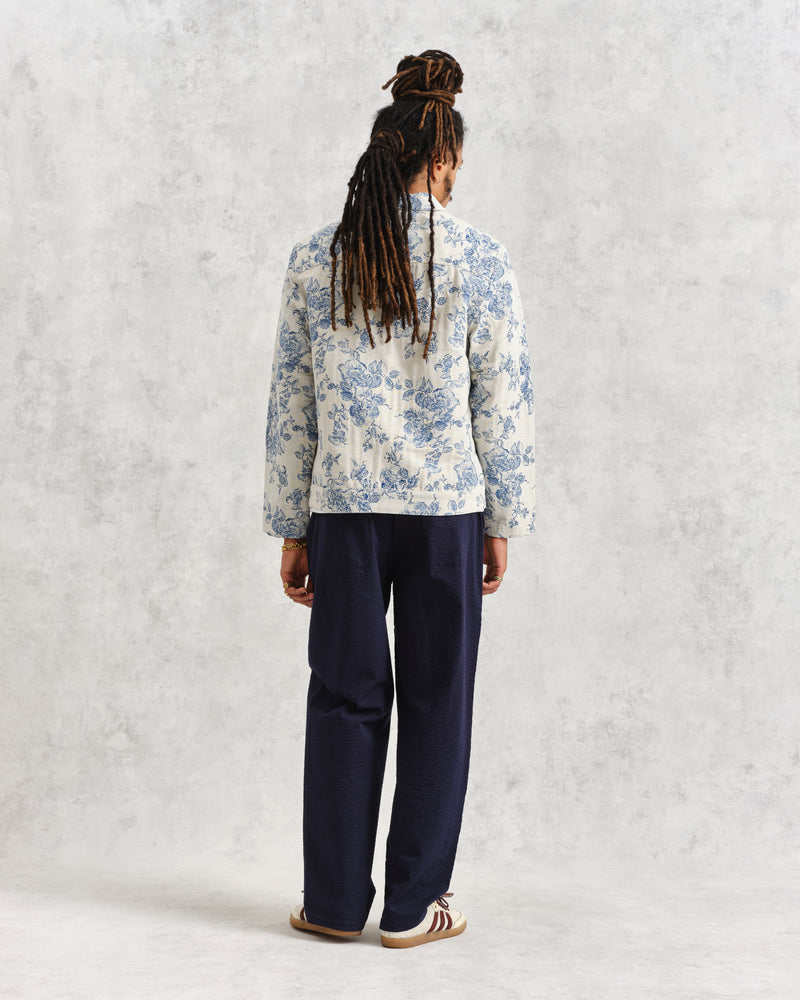 Iggy Jacket Ecru/Blue Floral Jacquard | Wax London