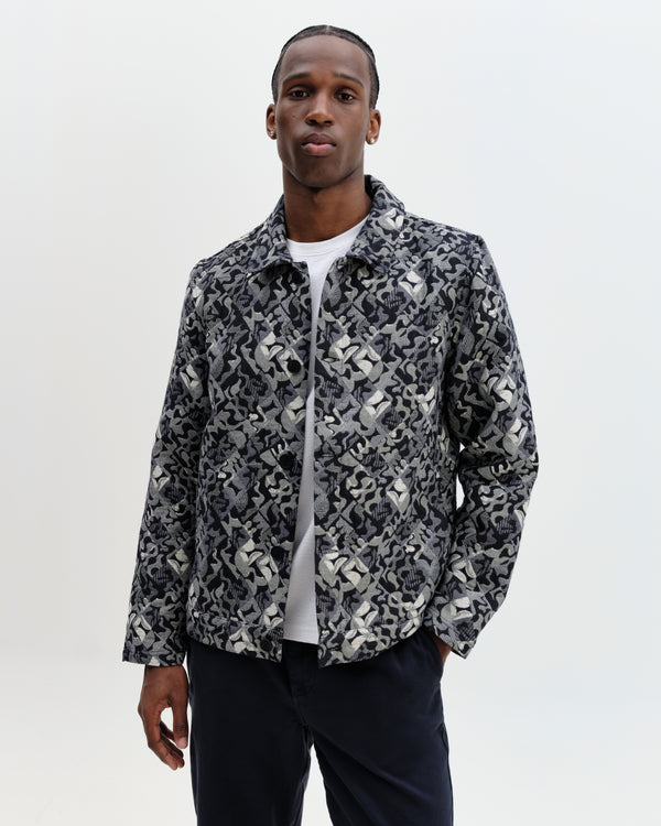 Iggy - Navy And Ecru Tile Jacquard Jacket