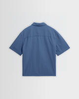 Keats - Blue Cotton Seersucker Short-Sleeve Shirt